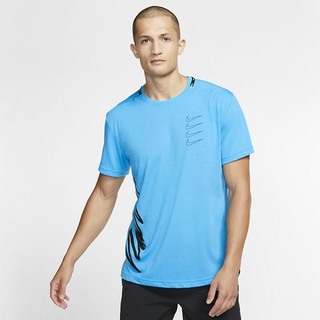 Top Nike Maneca Scurta Training Barbati Albastri Lămâie Negrii | CHUJ-15348